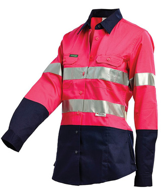 WORKWEAR, SAFETY & CORPORATE CLOTHING SPECIALISTS - DISCONTINUED - Hi-Vis Womens 2 Tone Lightweight Taped Shirt
