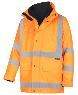 WORKWEAR, SAFETY & CORPORATE CLOTHING SPECIALISTS - DISCONTINUED - Hi-Vis 2 Tone 5 in 1 Waterproof Biomotion X-Back Rail Taped Jacket