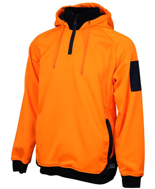 WORKWEAR, SAFETY & CORPORATE CLOTHING SPECIALISTS - DISCONTINUED - Hi-Vis 2 Tone 1/4 Zip Tech Fleece Hoodie