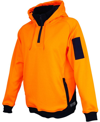 WORKWEAR, SAFETY & CORPORATE CLOTHING SPECIALISTS - DISCONTINUED - HI-VIS WOMENS 1/4 ZIP TECH FLEECE HOODIE