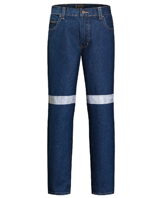 WORKWEAR, SAFETY & CORPORATE CLOTHING SPECIALISTS - Men's Cotton Denim Jean 50MM Reflective Tape