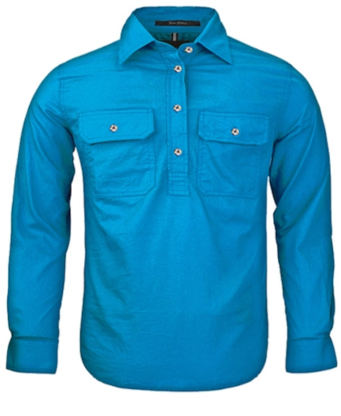 WORKWEAR, SAFETY & CORPORATE CLOTHING SPECIALISTS - Kids Pilbara Closed Front Long Sleeve Shirt
