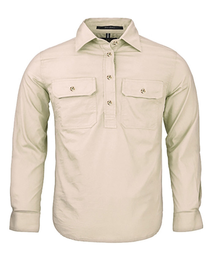 WORKWEAR, SAFETY & CORPORATE CLOTHING SPECIALISTS - Kids Pilbara Closed Front Long Sleeve Shirt