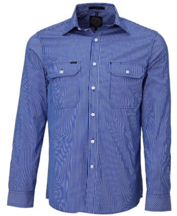 WORKWEAR, SAFETY & CORPORATE CLOTHING SPECIALISTS - Pilbara Men's Long Sleeve Shirt - Double Pockets - Small Check