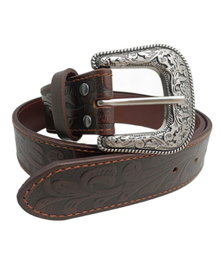 WORKWEAR, SAFETY & CORPORATE CLOTHING SPECIALISTS - Pilbara Western Dress Buckle Tooled Leather Belt