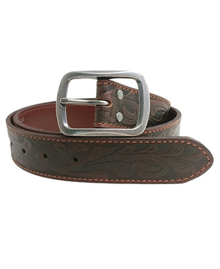 WORKWEAR, SAFETY & CORPORATE CLOTHING SPECIALISTS - Pilbara Western Oval Buckle Tooled Leather Belt