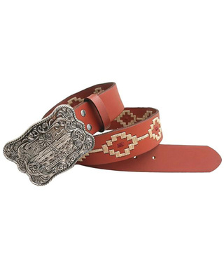 WORKWEAR, SAFETY & CORPORATE CLOTHING SPECIALISTS - Pilbara Western Rodeo Buckle Navajo Leather Belt