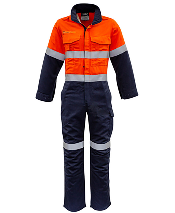WORKWEAR, SAFETY & CORPORATE CLOTHING SPECIALISTS - Fire Armour - Mens Orange Flame HRC 2 Hoop Taped Spliced Overall