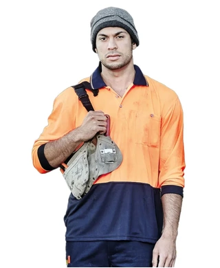 WORKWEAR, SAFETY & CORPORATE CLOTHING SPECIALISTS - Unisex Hi Vis Basic Spliced L/S Polo