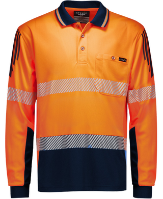 WORKWEAR, SAFETY & CORPORATE CLOTHING SPECIALISTS - Mens Hi Vis Flux Segmented Tape Long Sleeve Polo
