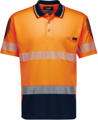 WORKWEAR, SAFETY & CORPORATE CLOTHING SPECIALISTS - Mens Hi Vis Flux Segmented Tape Short Sleeve Polo