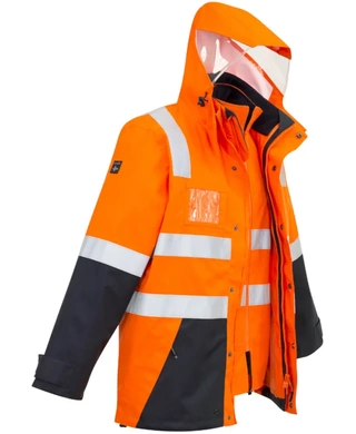 WORKWEAR, SAFETY & CORPORATE CLOTHING SPECIALISTS - Mens Hi Vis 4 in 1 Waterproof Jacket