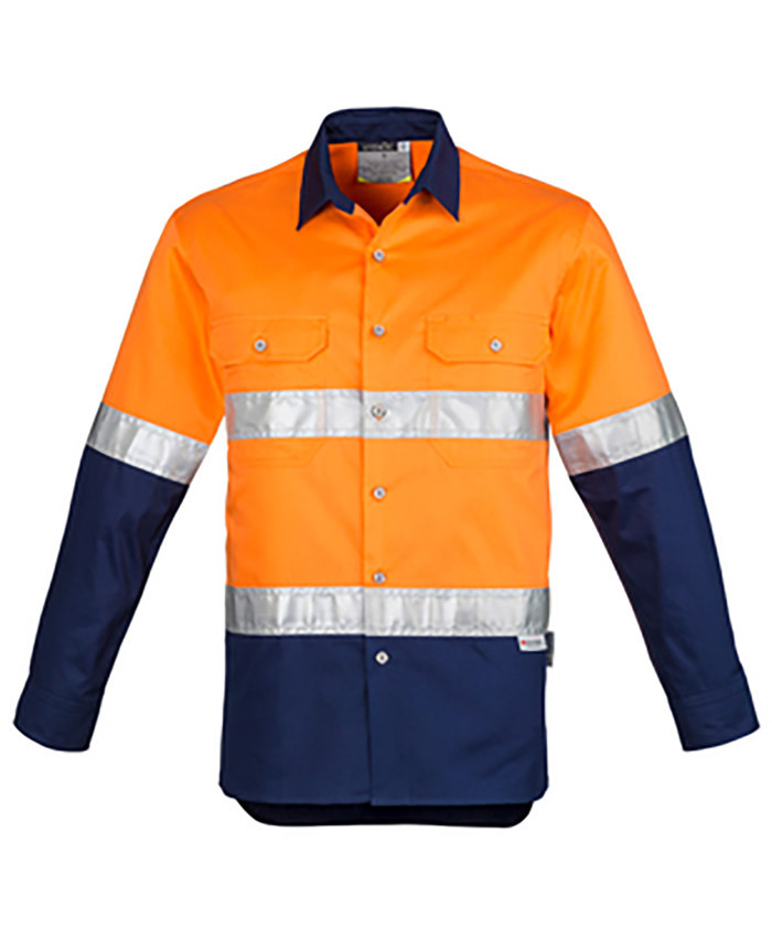 WORKWEAR, SAFETY & CORPORATE CLOTHING SPECIALISTS - Mens Hi Vis Spliced Industrial Shirt - Hoop Taped