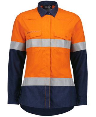 WORKWEAR, SAFETY & CORPORATE CLOTHING SPECIALISTS - Womens Orange Flame Flame Lightweight Ripstop Taped Shirt