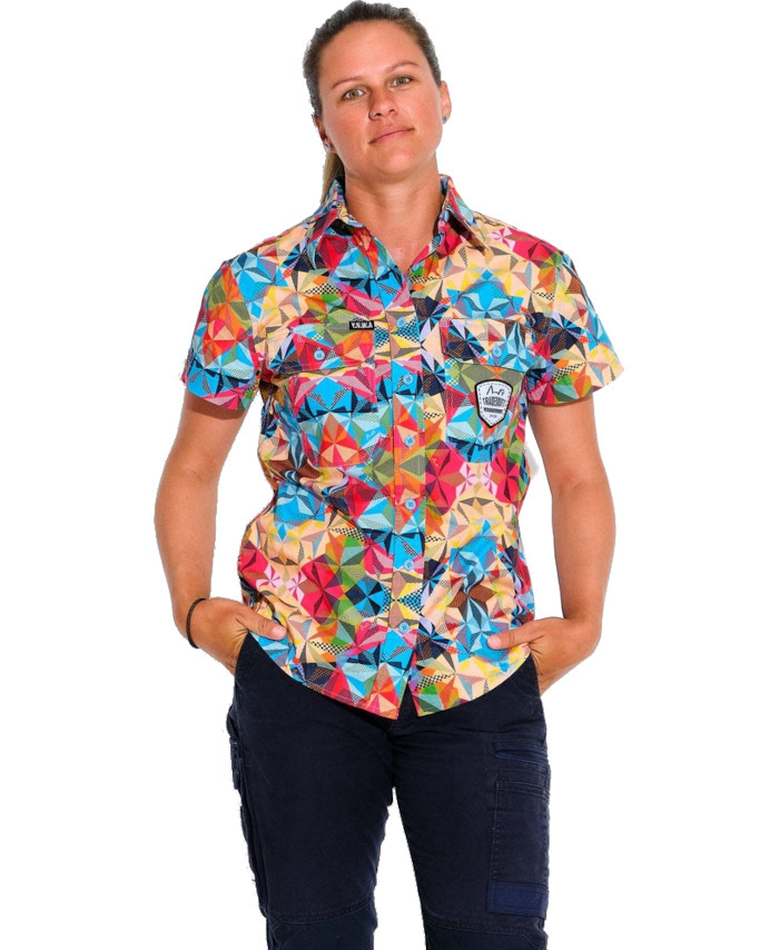 WORKWEAR, SAFETY & CORPORATE CLOTHING SPECIALISTS - WOMENS FRACTAL S/S FULL PLACKET SHIRT