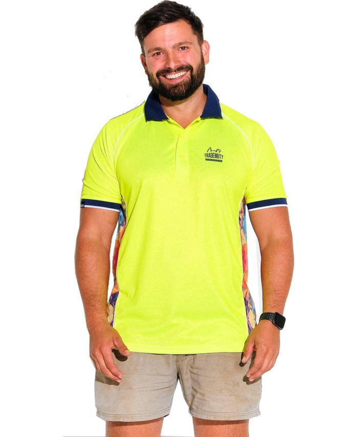 WORKWEAR, SAFETY & CORPORATE CLOTHING SPECIALISTS - YELLOW FRACTAL POLO