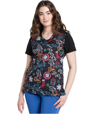 WORKWEAR, SAFETY & CORPORATE CLOTHING SPECIALISTS - V-Neck Top-Christmas Glow-2XL