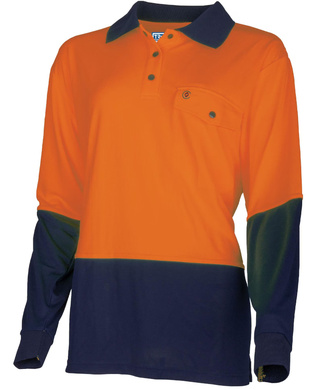 WORKWEAR, SAFETY & CORPORATE CLOTHING SPECIALISTS - Polo Women's 175gsm Recycled Polyester Anti- Microbial Micromesh L/S Two Tone