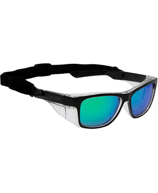 WORKWEAR, SAFETY & CORPORATE CLOTHING SPECIALISTS - SPARKIE - Matt Black / Green Revo Safety Glasses