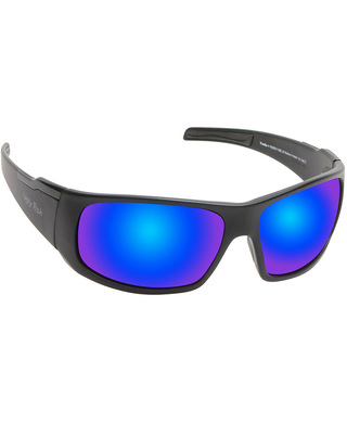 WORKWEAR, SAFETY & CORPORATE CLOTHING SPECIALISTS - TRADIE - Matt Black Frame, Blue Revo Lens - Safety Sunglass