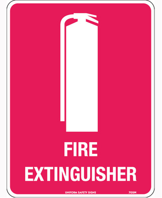 WORKWEAR, SAFETY & CORPORATE CLOTHING SPECIALISTS - 90x55mm - Self Adhesive - Sheet of 10 - Fire Extinguisher (with pictogram)-Red / White-90x55mm