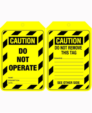 WORKWEAR, SAFETY & CORPORATE CLOTHING SPECIALISTS - 90x140mm - Cardboard Tags - Pkt of 100 - Caution Do Not Operate