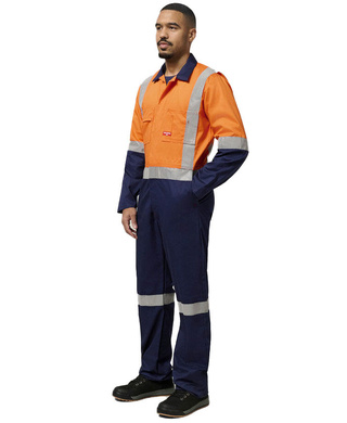 WORKWEAR, SAFETY & CORPORATE CLOTHING SPECIALISTS - Foundations - Hi-Visibility Two Tone Cotton Drill Coverall with 3M Tape