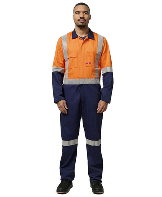 WORKWEAR, SAFETY & CORPORATE CLOTHING SPECIALISTS - Foundations - Hi-Visibility Two Tone Cotton Drill Coverall with 3M Tape