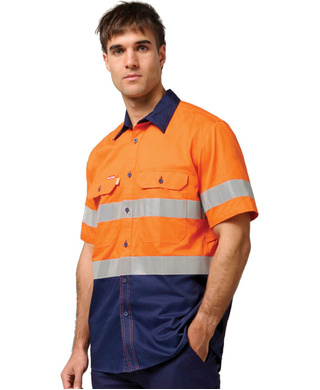 WORKWEAR, SAFETY & CORPORATE CLOTHING SPECIALISTS - Koolgear - Ventilated Hi-Vis Two Tone Shirt with Tape Short Sleeve