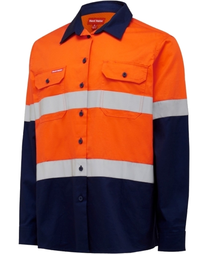 WORKWEAR, SAFETY & CORPORATE CLOTHING SPECIALISTS - Core - Womens L/S Hi Vis L/weight 2 tone Ventilated Shirt w/Tape